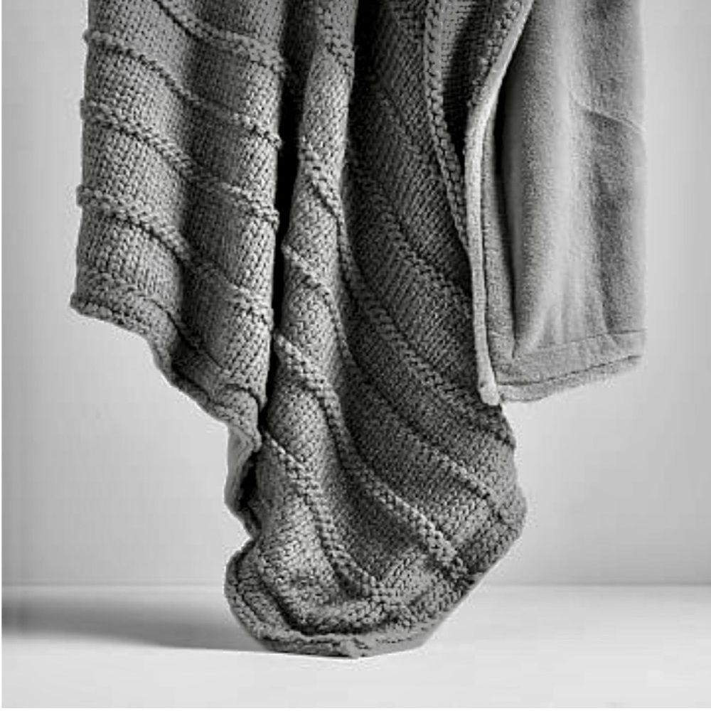 West Elm Charcoal Chunky Knit & Faux Fur Throw Sold Out New